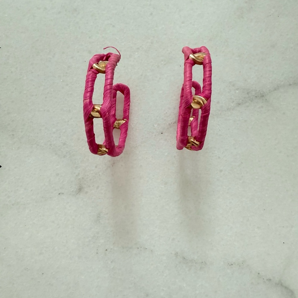 Fun Pink and Gold Hoop Earrings